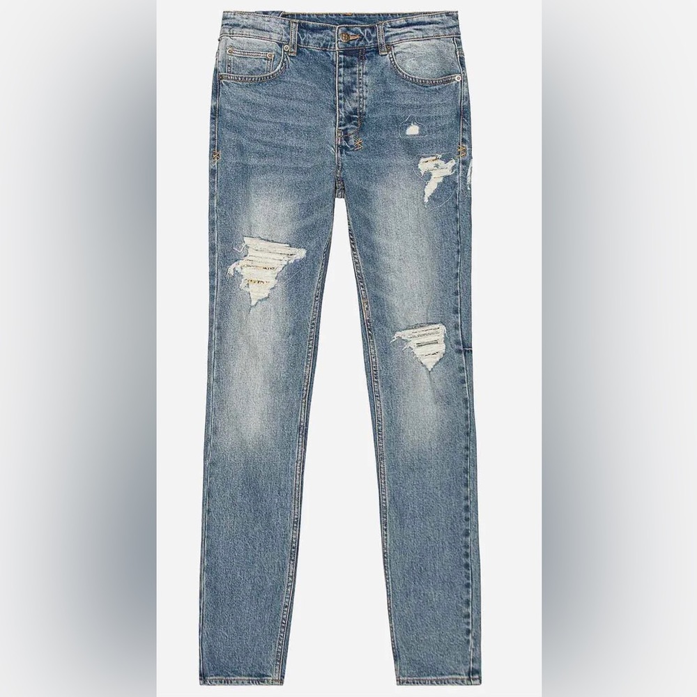 Ksubi Chitch Jungle Patch  Distressed Jeans Blue Sz 33
